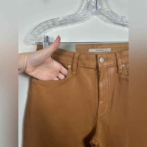 NWT Hudson Rosie High-Rise Wide Leg Ankle Jean Coated Denim Tobacco Brown Sze 30 - Picture 8 of 8